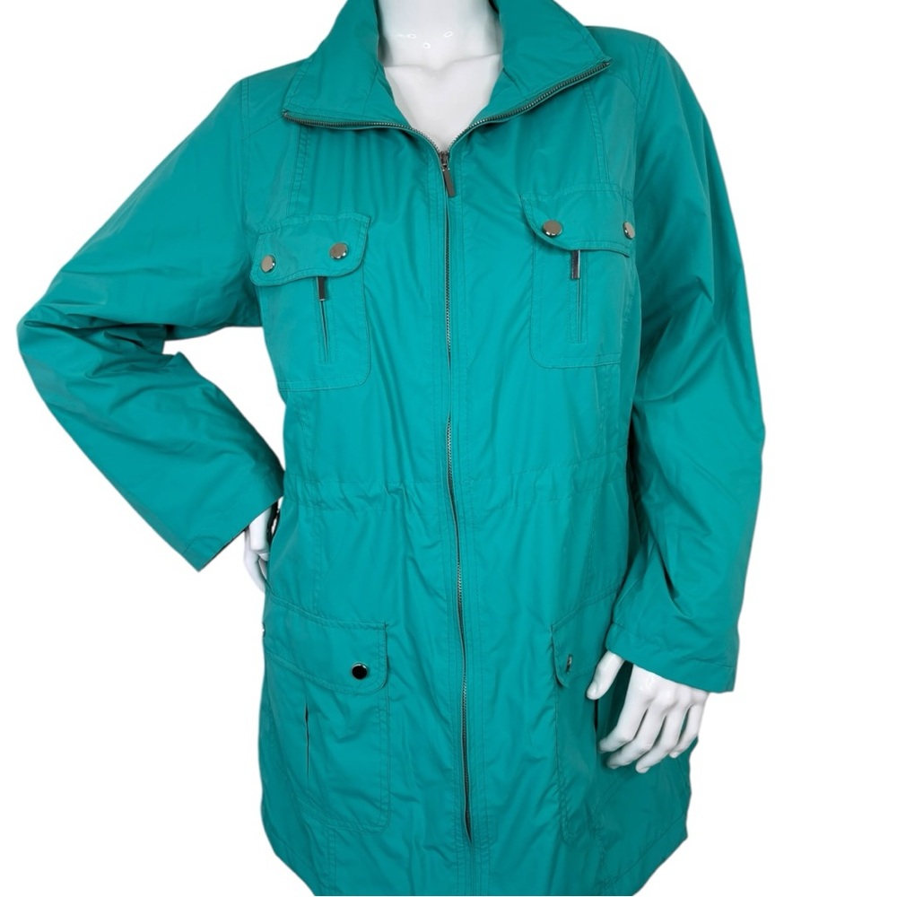 Style&Co sport teal quartz raincoat peacock sporty beautiful jacket sz 1X NWT - Picture 14 of 16